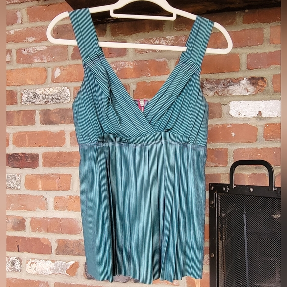 Marc by Marc Jacobs Pleated Pinstripe Silk Camisole Baby Doll Vneck Tank Top XS - Picture 2 of 15